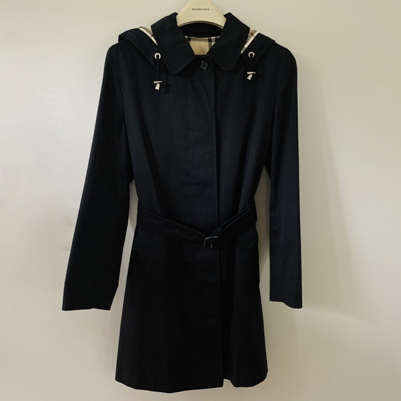 Burberry Jackets & Blazers - Burberry Black Trench Natasha Mid-Length 6 Hooded